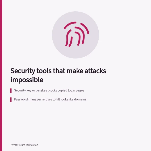 Security key and password manager blocking phishing login pages. Which account security tools are worth installing