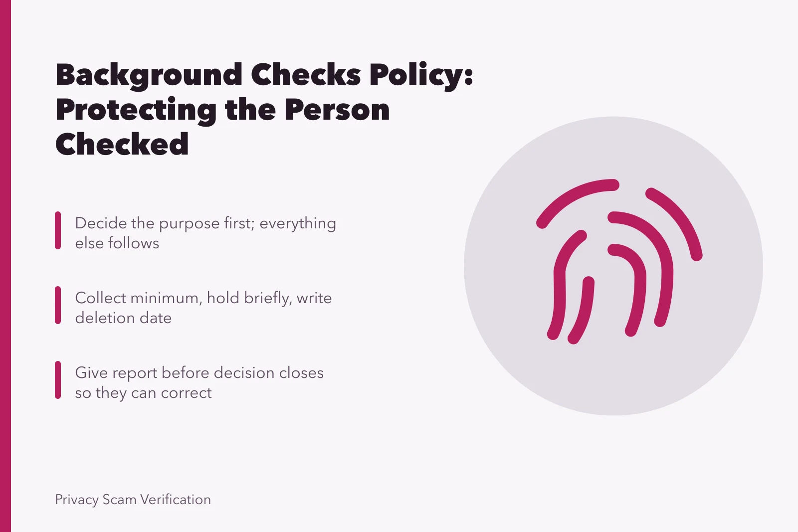 Card on background check policy protecting people being checked. Background check policy: what protects the person being checked