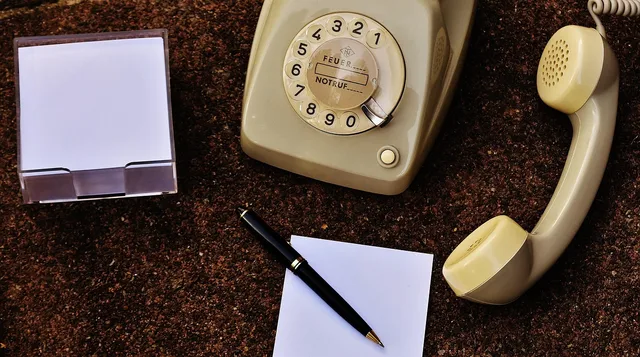 old phone, 60s, 70s, gray, dial, post office, phone, telephone receiver, old, notes, ballpoint pen, note, stickies, call up, nostalgia, make a phone call, communication, telephone. Scam Recovery Checklist: What Still Has a Window