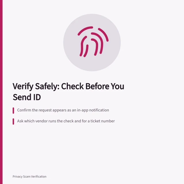 Checklist card for spotting fake social media identity verification requests. Social Media Privacy and Identity Verification: What US Users Should Check Before They Verify